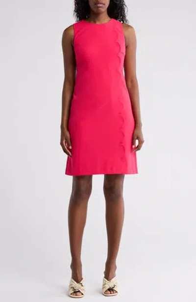 Eliza J Sleeveless Scalloped Shift Dress In Lipstick