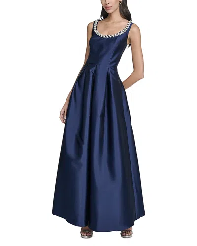 Eliza J Sleeveless Scoop Neck Ballgown In Blue