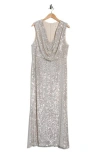 Eliza J Sleeveless Sequin Gown In Silver