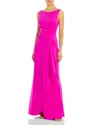 Eliza J Sleeveless Side Tuck Ruffle Gown In Fuchsia