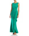 Eliza J Sleeveless Side Tuck Gown In Green