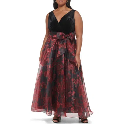 Eliza J Sleeveless Surplice Bodice Gown In Multi