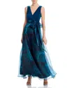 Eliza J Women's Organza-skirt Bow-waist Gown In Teal