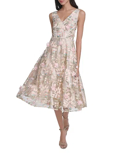 Eliza J Sleeveless V Neck Fit And Flare Dress In Pink