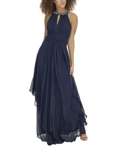 Eliza J Solid Gown In Blue