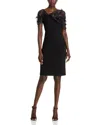 Eliza J Spaghetti Strap Slip Dress With Beaded Twist Overlay In Black