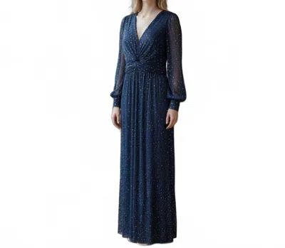 Eliza J Sparkling Long Sleeve Maxi Dress In Navy In Blue