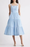ELIZA J ELIZA J SQUARE NECK BASKETWEAVE BODICE MIDI DRESS