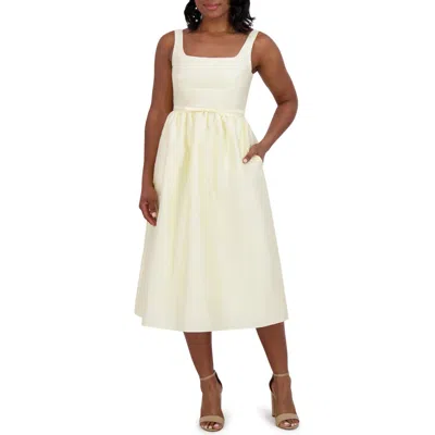 Eliza J Square Neck Fit & Flare Midi Cocktail Dress In Yellow
