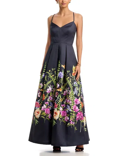 Eliza J Strap V Neck Ballgown In Blue