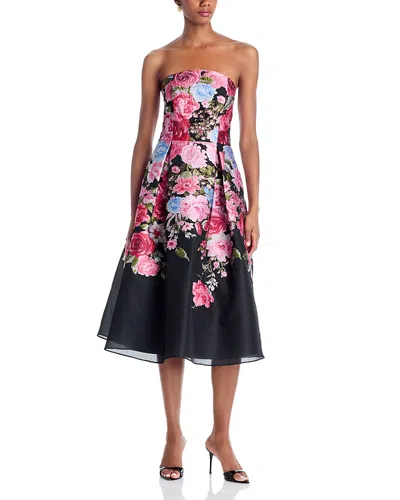 Eliza J Strapless Brocade Dress In Multi