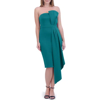 Eliza J Strapless Scuba Crepe Cocktail Dress In Teal