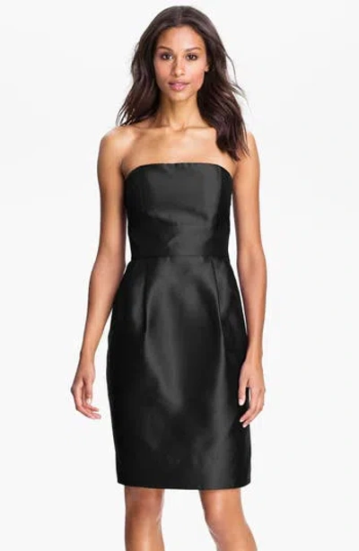 Eliza J Strapless Taffeta Sheath Dress In Black