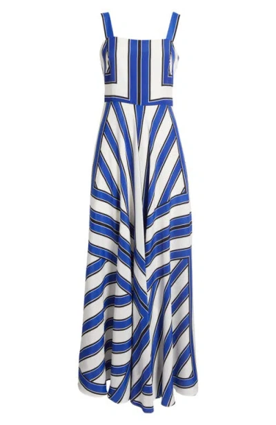 Eliza J Stripe Scarf Sleeveless Maxi Dress In Ivory/blue