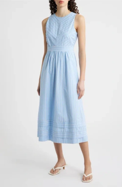 Eliza J Stripe Sleeveless Cotton Blend Midi Dress In Multi