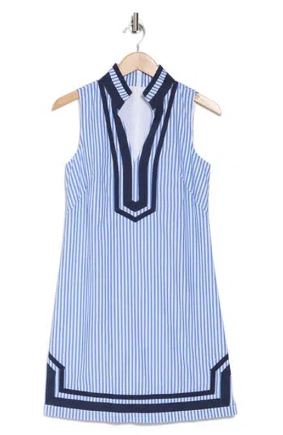 Eliza J Stripe Sleeveless Cotton Shift Dress In Blue White