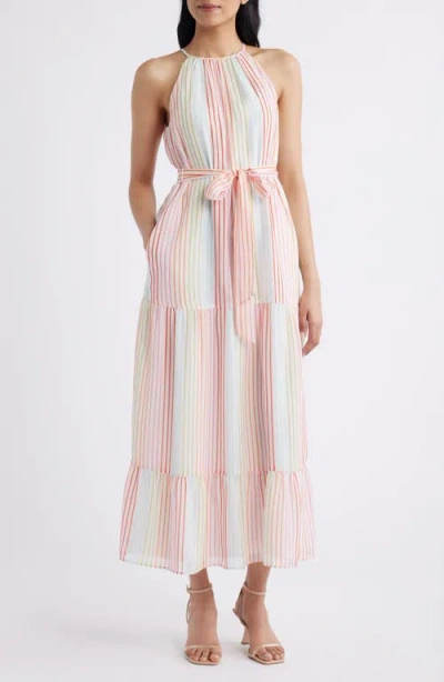 Eliza J Stripe Sleeveless Midi Dress In Multi