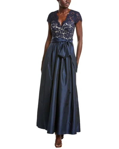 Eliza J Taffeta & Lace Gown In Blue | ModeSens
