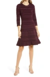 Eliza J Textured Fit & Flare Dress In Wine