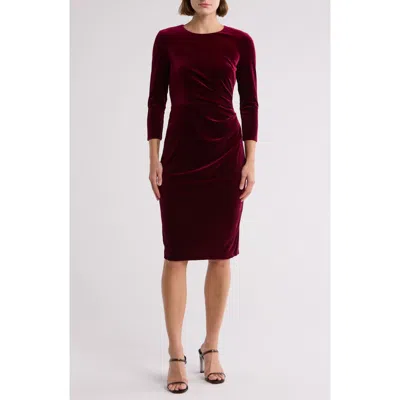 Eliza J Three-quarter Sleeve Velvet Cocktail Dress In Wine
