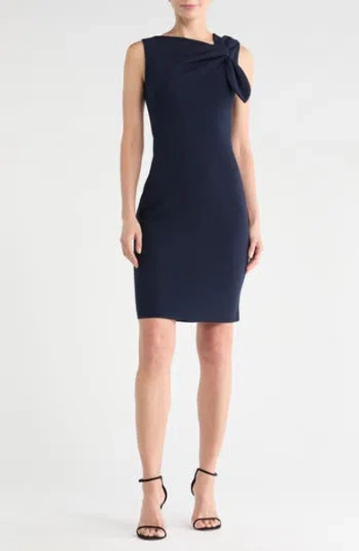 Eliza J Tie Bow Sleeveless Sheath Dress In Blue