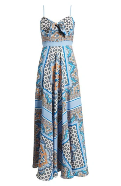 Eliza J Tie Front Maxi Sundress In Blue