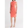 Eliza J Tie Neck Sleeveless Sheath Dress In Melon