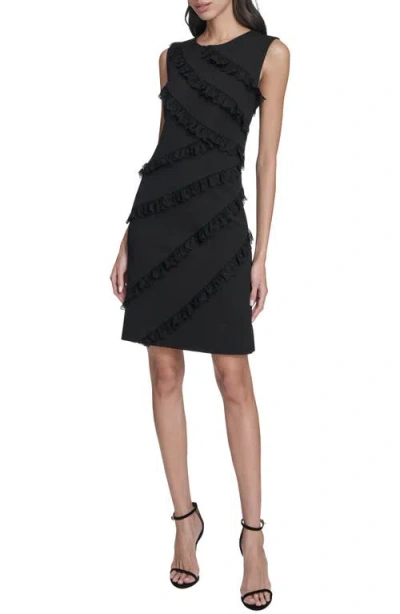 Eliza J Tiered Lace Ruffle Sheath Dress In Black