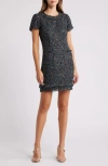 Eliza J Women's Jewel-neck Short-sleeve Shift Dress In Black Multi