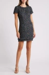Eliza J Women's Jewel-neck Short-sleeve Shift Dress In Black Multi