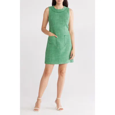 Eliza J Tweed Shift Dress In Green