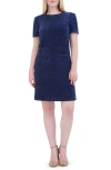 Eliza J Tweed Shift Dress In Medium Blue
