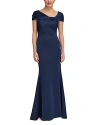 Eliza J Womens Pleated Polyester Evening Dress In Blue