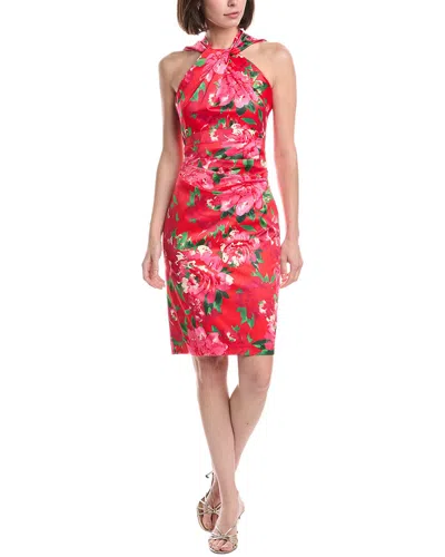 Eliza J Twist Neck Tucked Waist Sheath Dress In Red