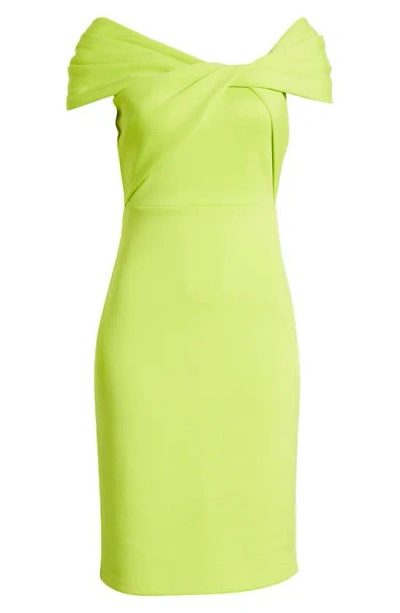 Eliza J Twisted Cap Sleeve Scuba Sheath Dress In Lime | ModeSens