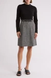 Eliza J Twofer Mock Neck Long Sleeve Dress In Black