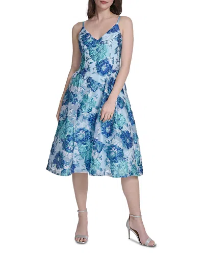 Eliza J V Neck Jacquard Dress In Multi