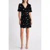 Eliza J V-neck Puff Sleeve Cocktail Dress In Black
