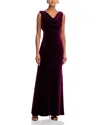 Eliza J Velvet Cowl Neck Gown In Burgundy