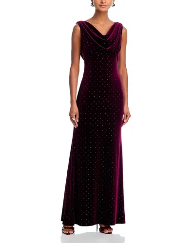 Eliza J Velvet Cowl Neck Gown In Burgundy