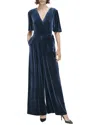 Eliza J Velvet Jumpsuit In Blue
