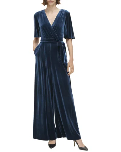 Eliza J Velvet Jumpsuit In Blue