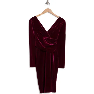 Eliza J Velvet Long Sleeve Body-con Dress In Red