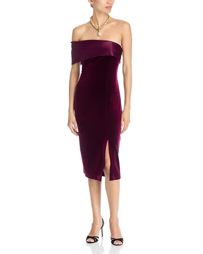 Eliza J Velvet One Shoulder Cocktail Dress In Brown