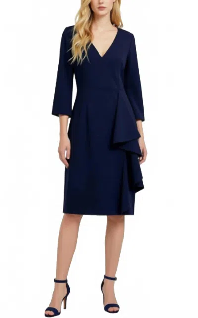 Eliza J V-neck Midi Dress In Navy In Blue