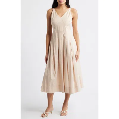 Eliza J V-neck Midi Dress In Nude