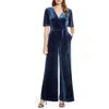 Eliza J Wide Leg Faux Wrap Jumpsuit In Blue