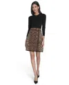 Eliza J Leopard Detail Long Sleeve Sweater Dress In Animal Print