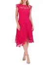 Eliza J Lace Asymmetric Cocktail Dress In Fuchsia