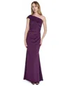Eliza J Asymmetric Off The Shoulder Gown In Plum In Purple